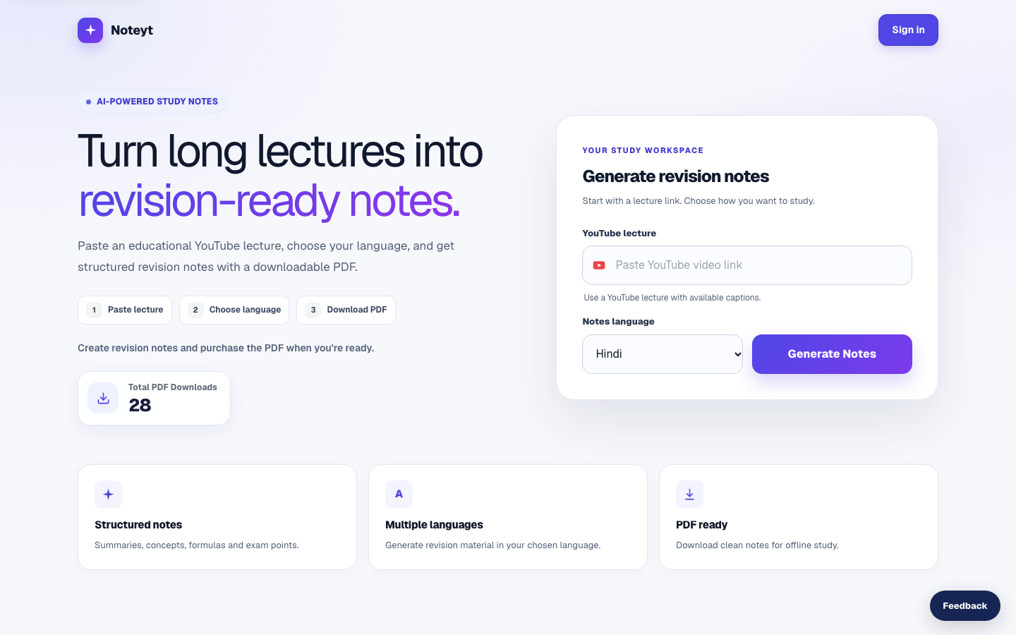 Noteyt homepage screenshot