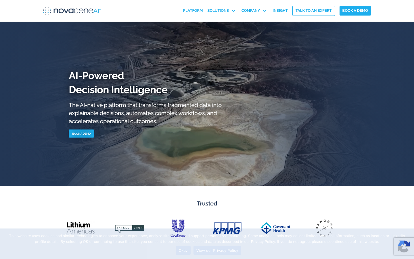 NovaceneAI homepage screenshot