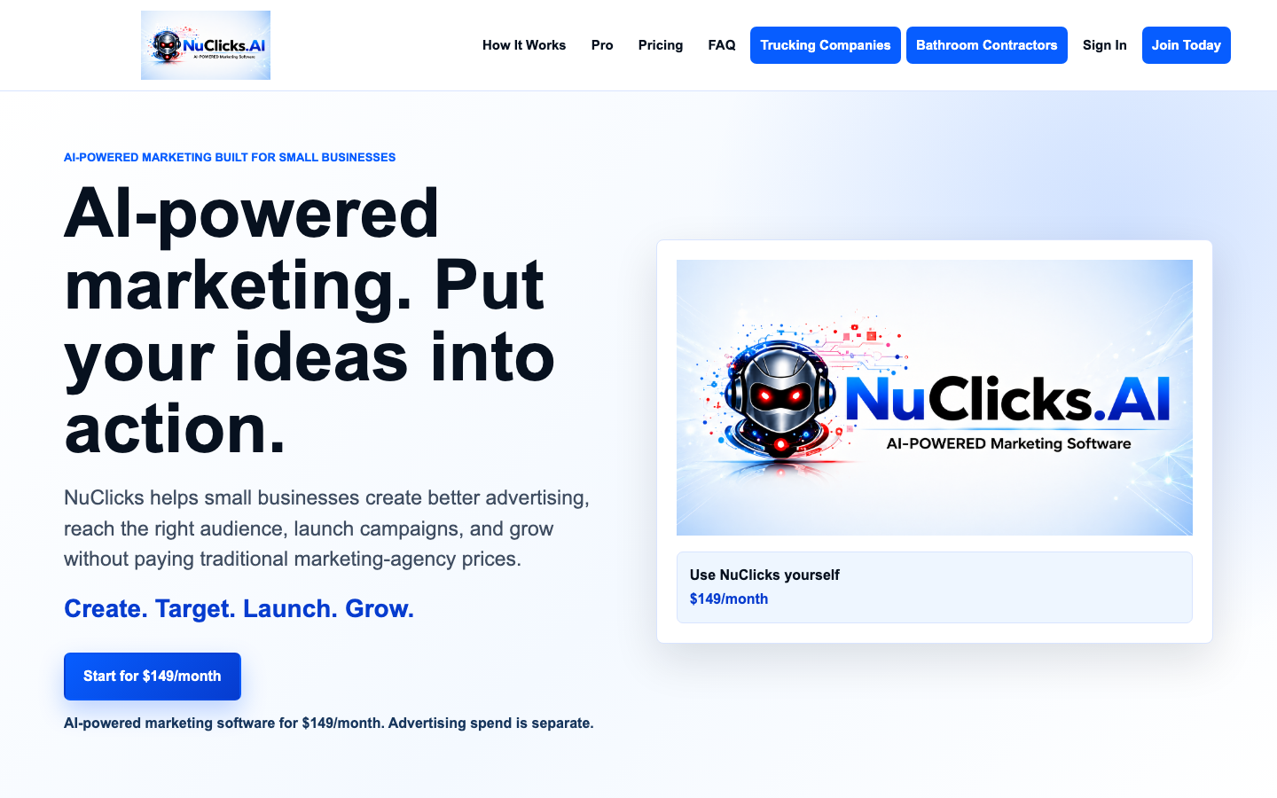 NuClicks homepage screenshot