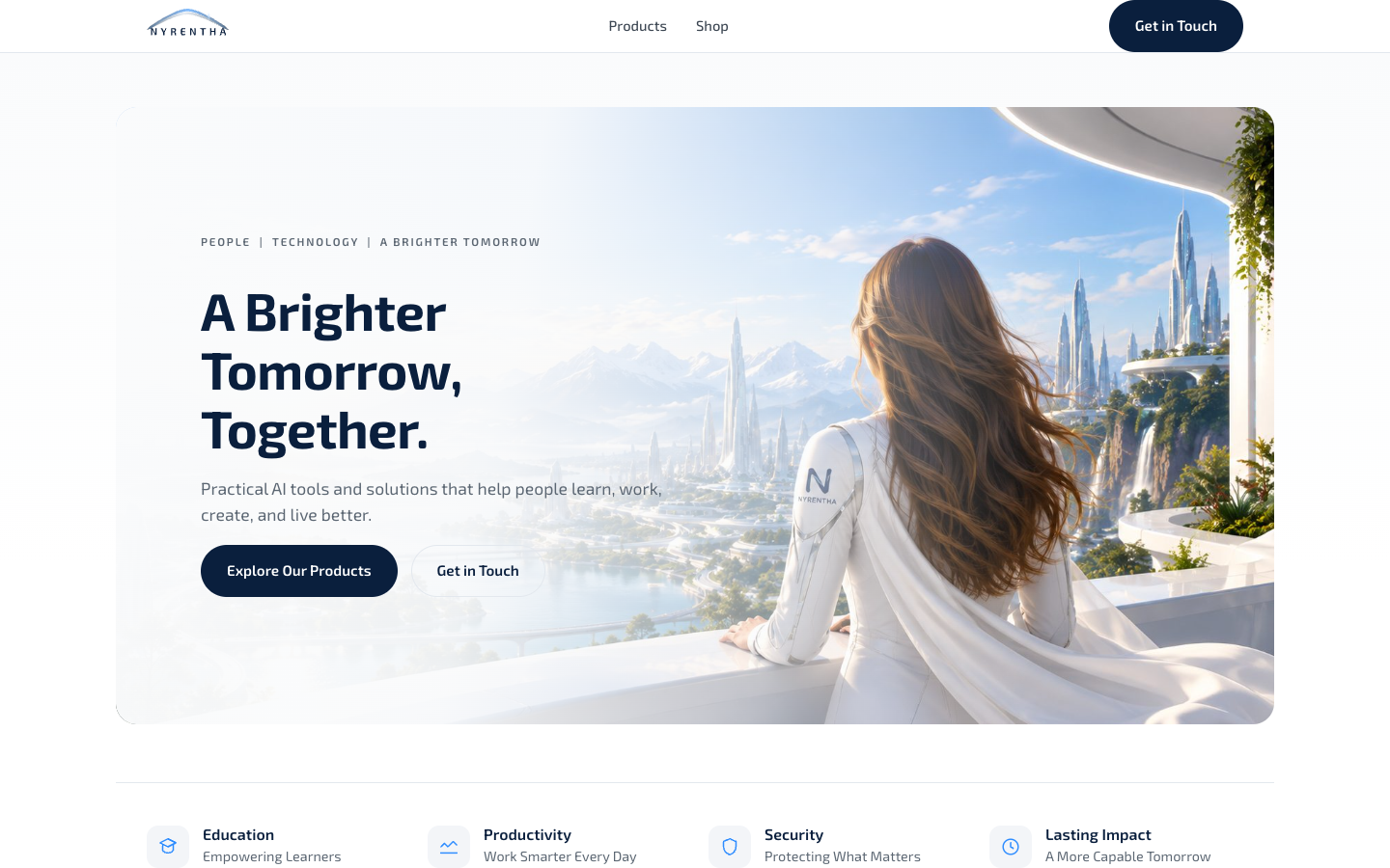 Nyrentha homepage screenshot