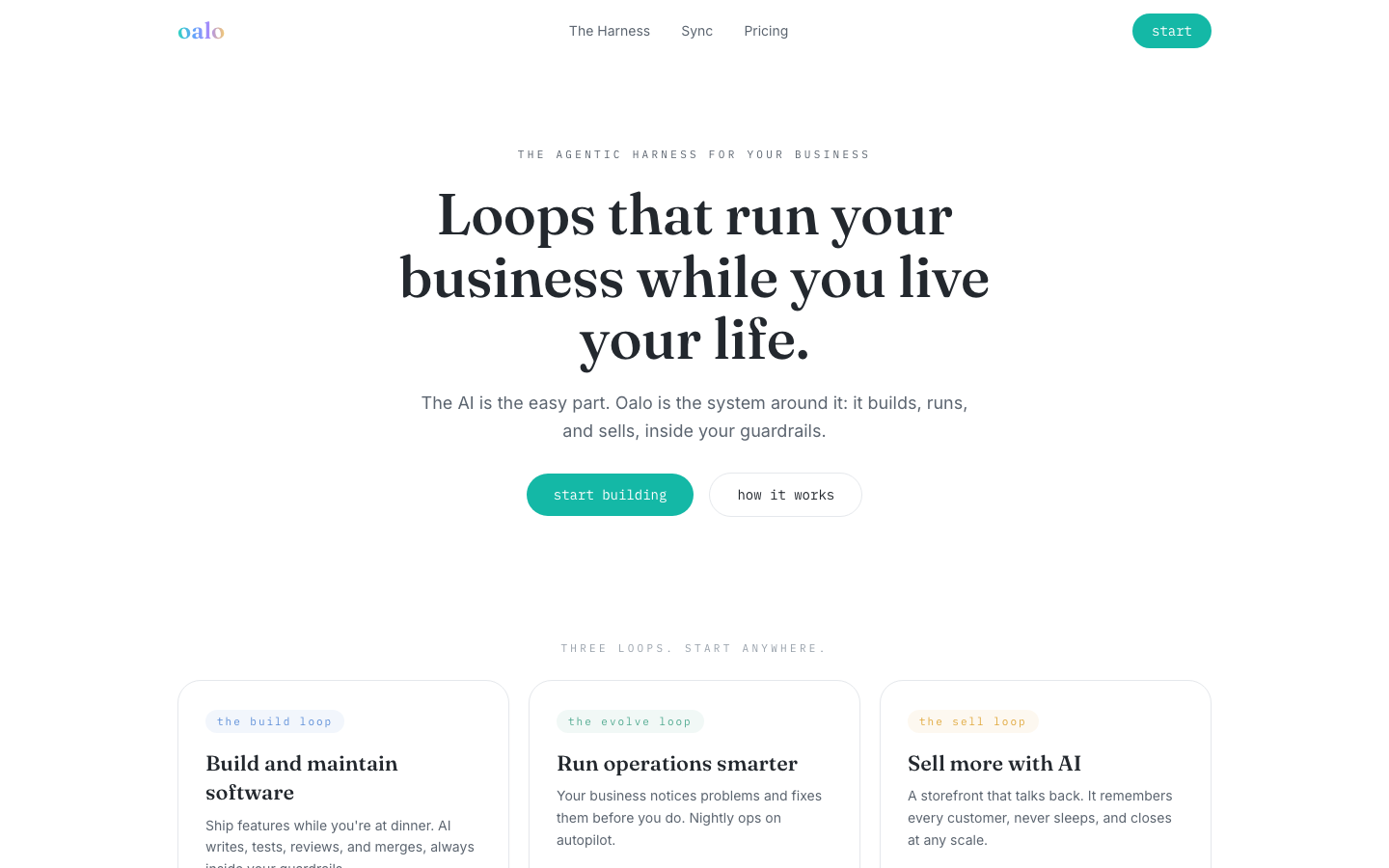Oalo homepage screenshot