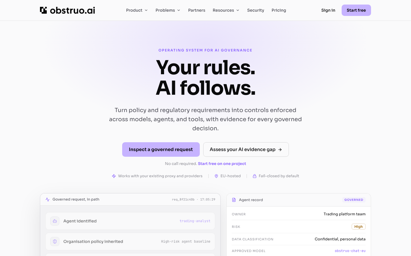 Obstruo homepage screenshot