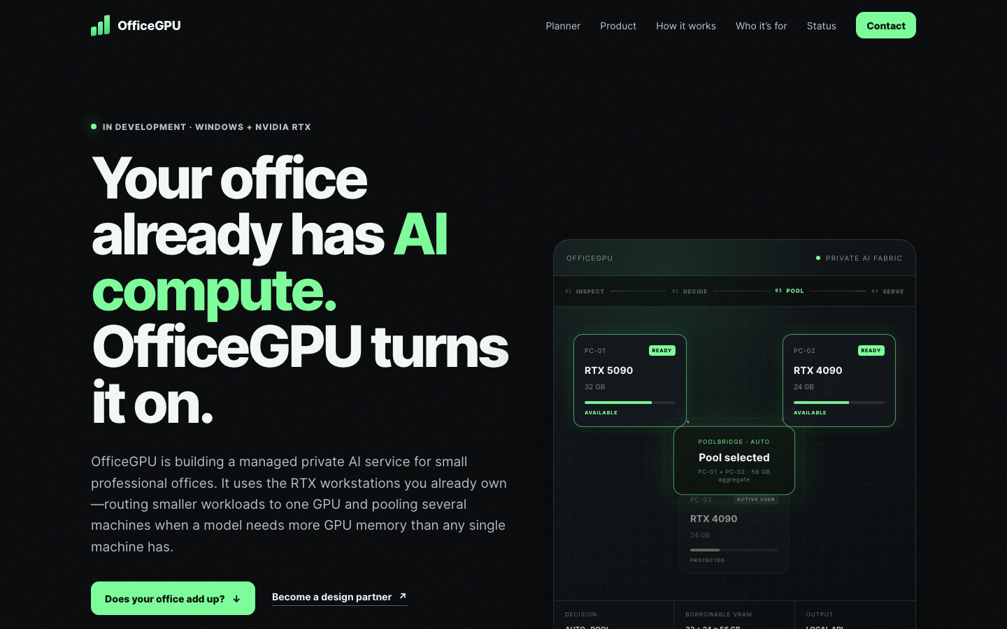 OfficeGPU homepage screenshot