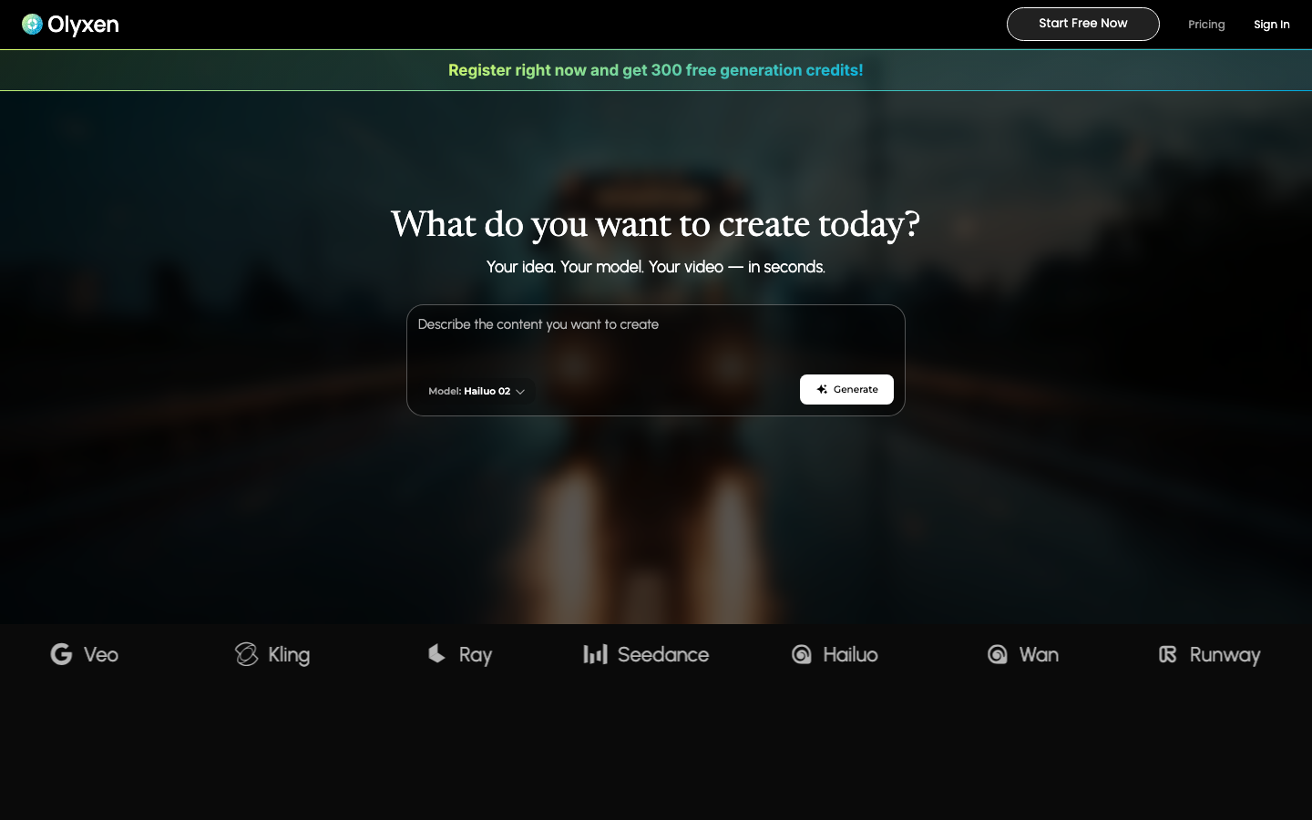 Olyxen homepage screenshot