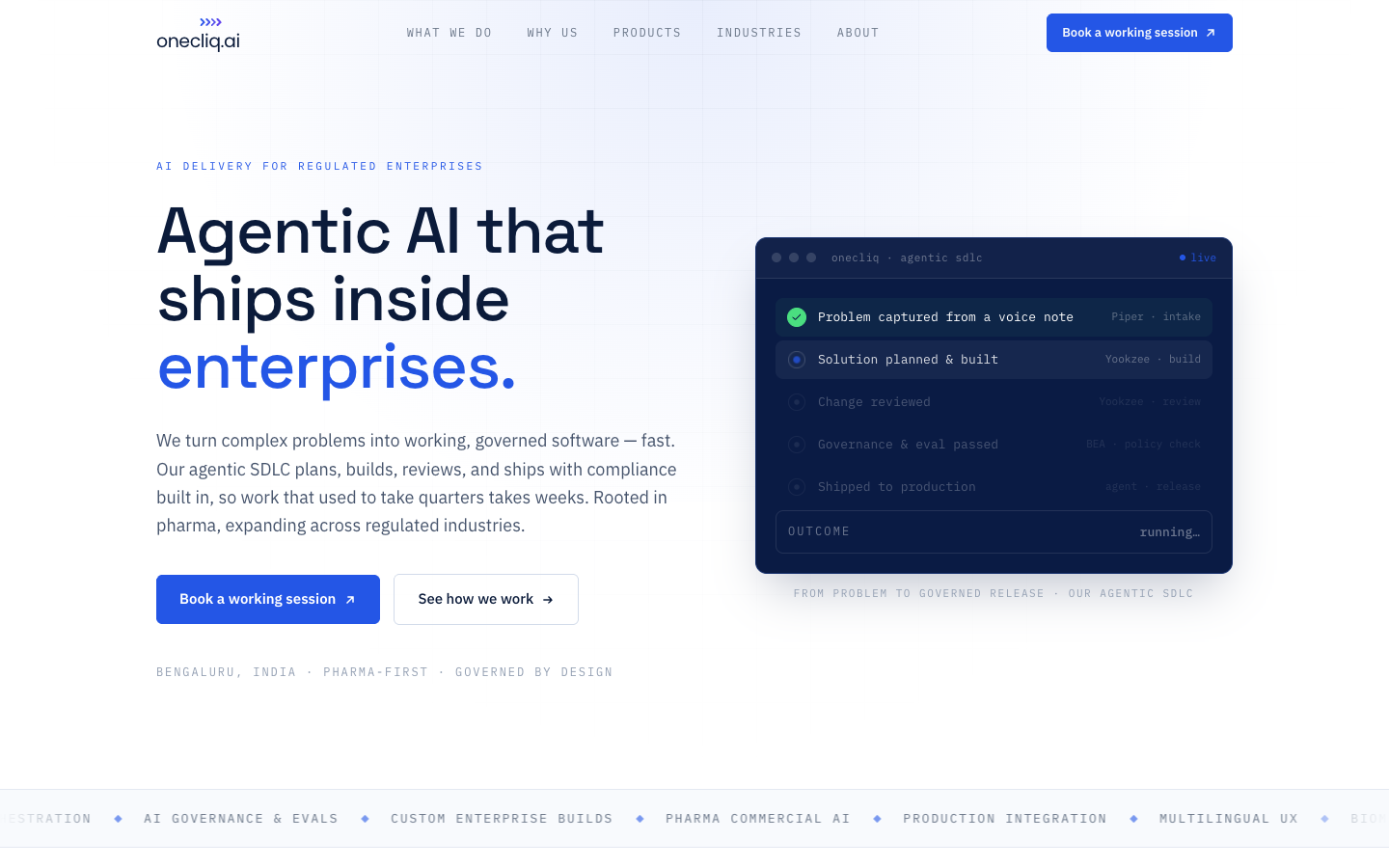 onecliq.ai homepage screenshot