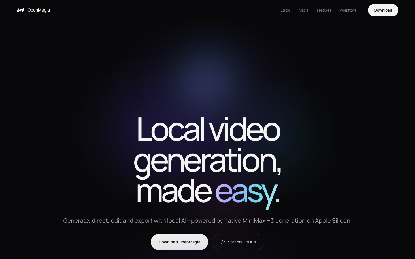 OpenMagia homepage screenshot