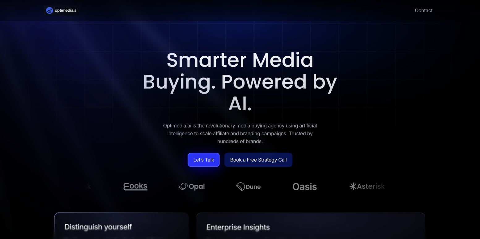 Optimedia.ai homepage screenshot