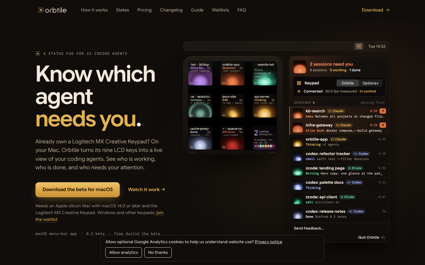 Orbtile homepage screenshot