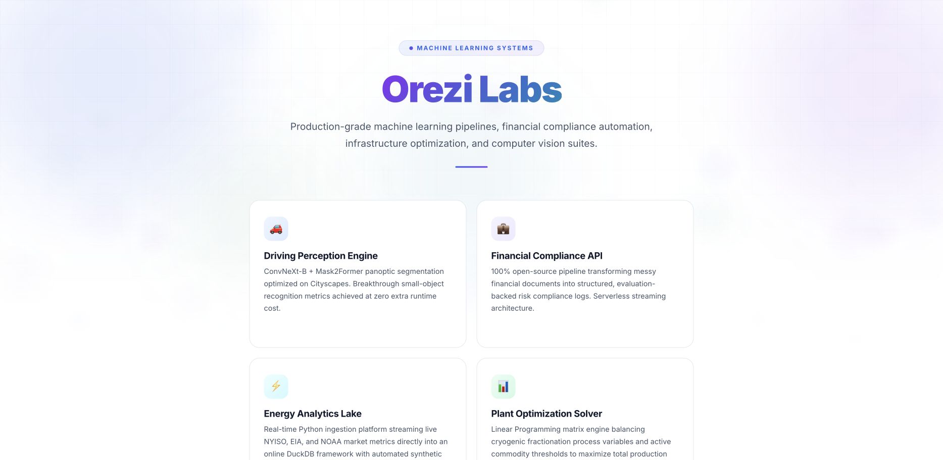 Orezi Labs 首页截图