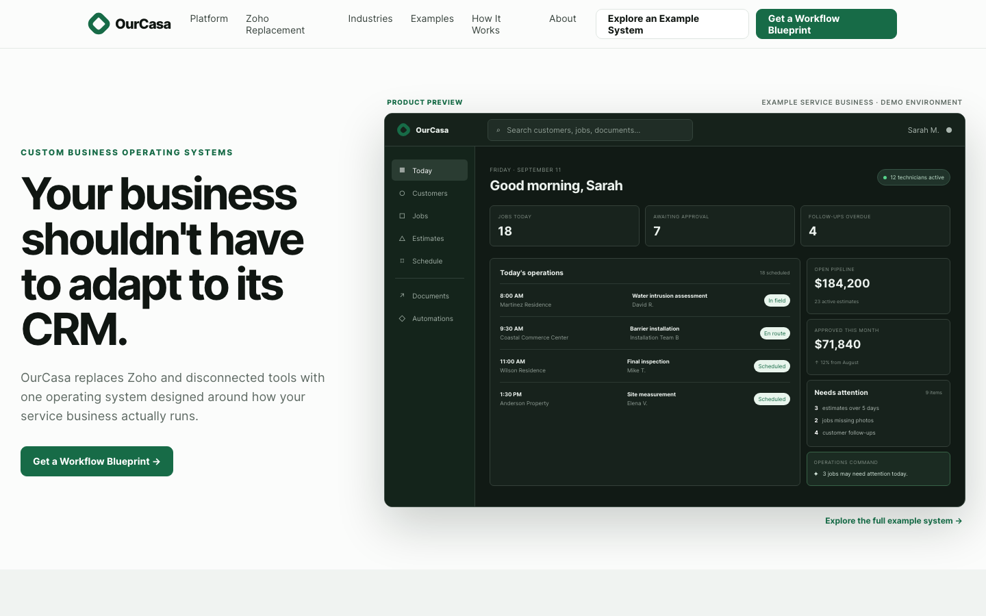 OurCasa homepage screenshot