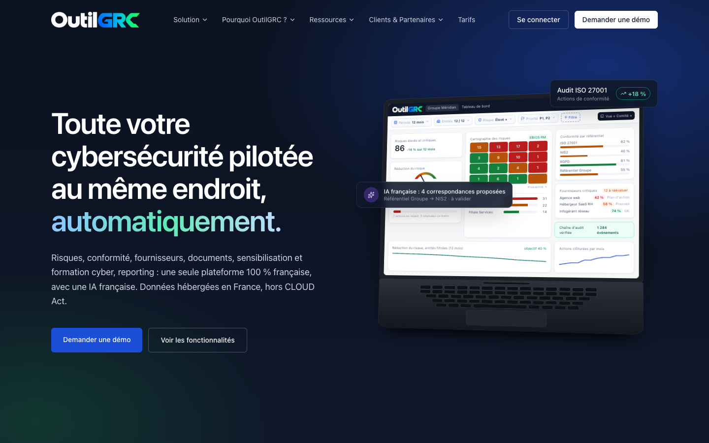 OutilGRC homepage screenshot