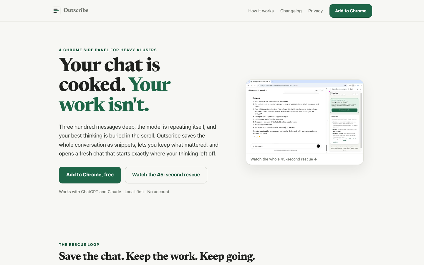 Outscribe homepage screenshot