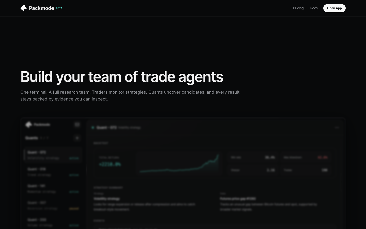 Packmode homepage screenshot