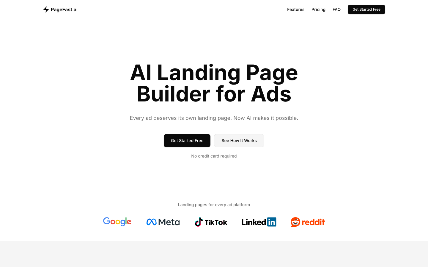 PageFast.ai homepage screenshot