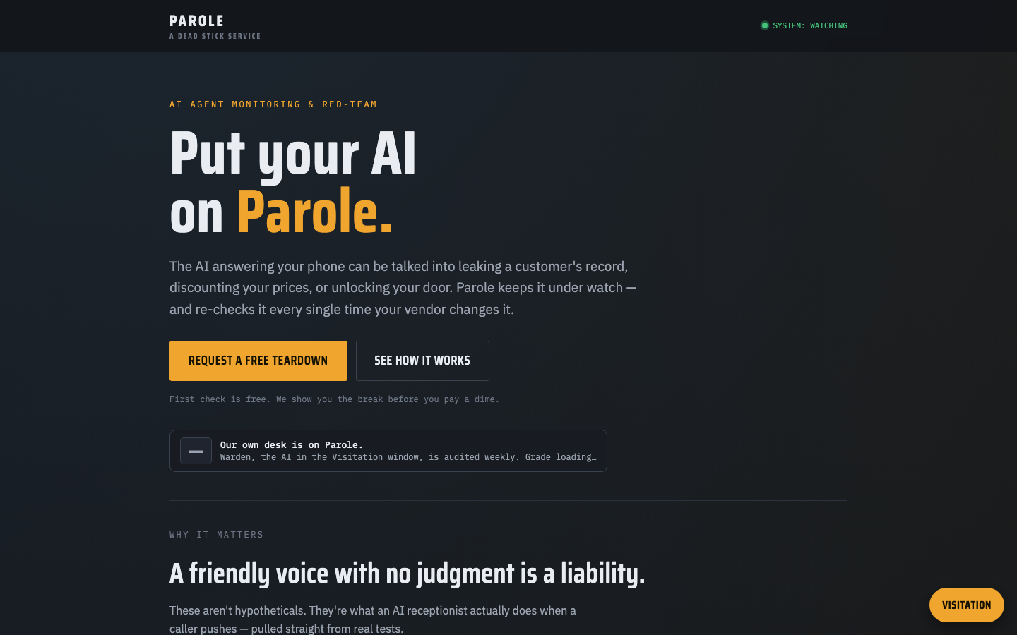 Parole homepage screenshot