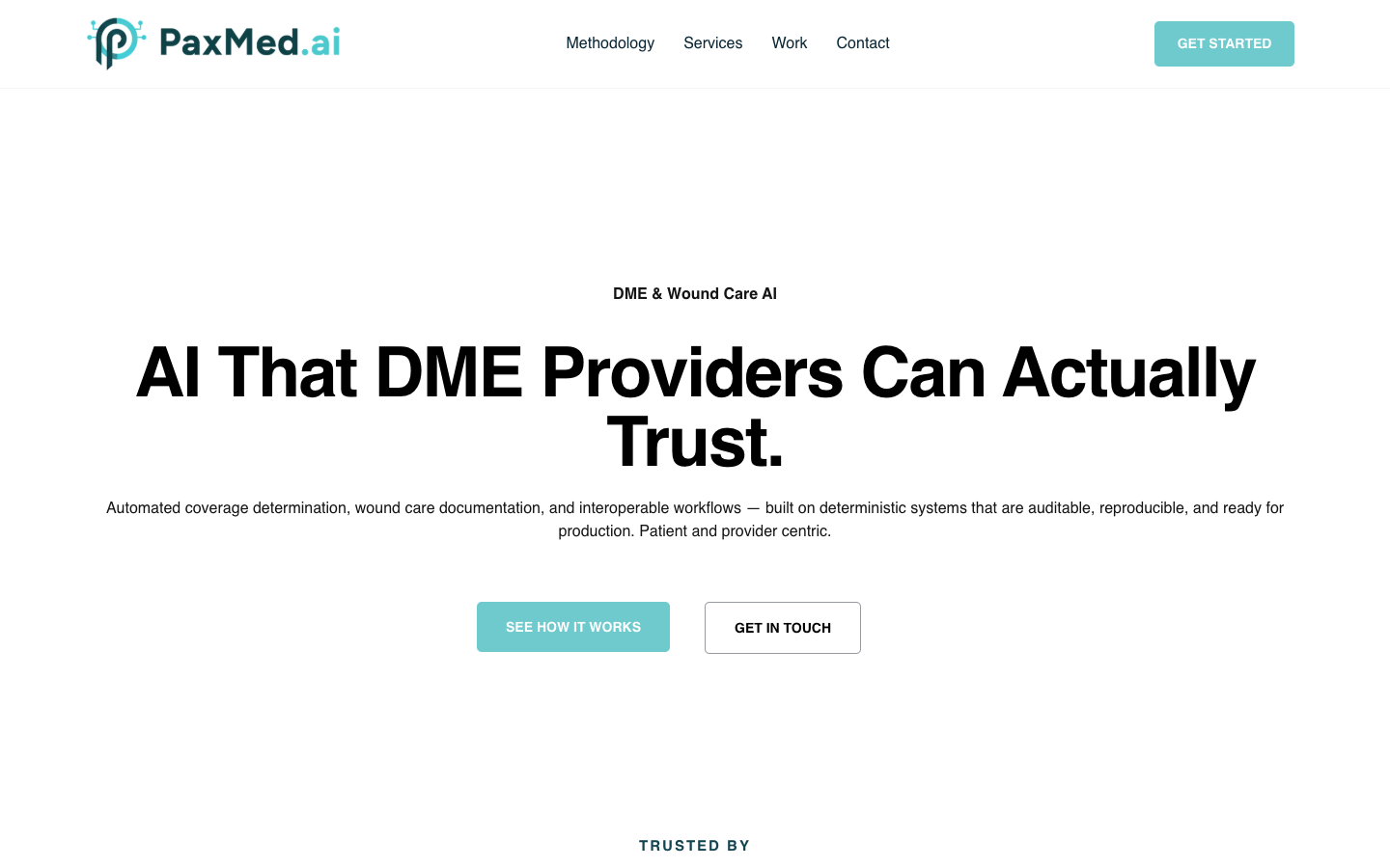 PaxMed homepage screenshot