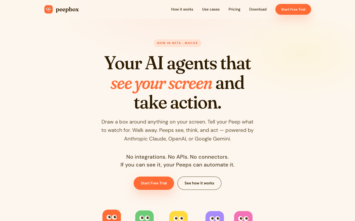 Peepbox homepage screenshot