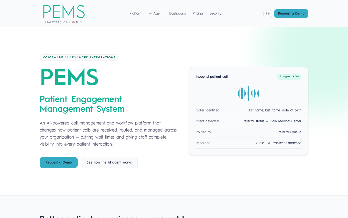 PEMS homepage screenshot