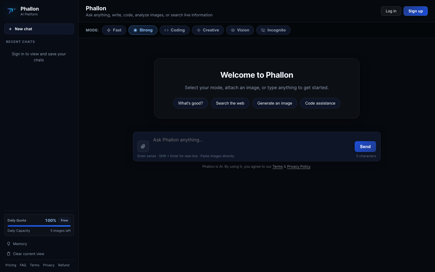 Phallon homepage screenshot