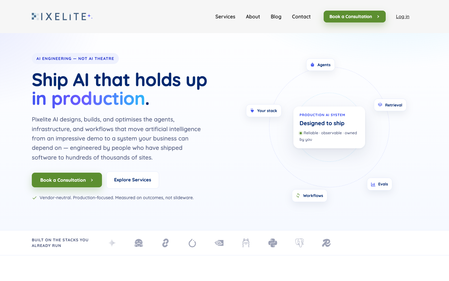 Pixelite AI homepage screenshot