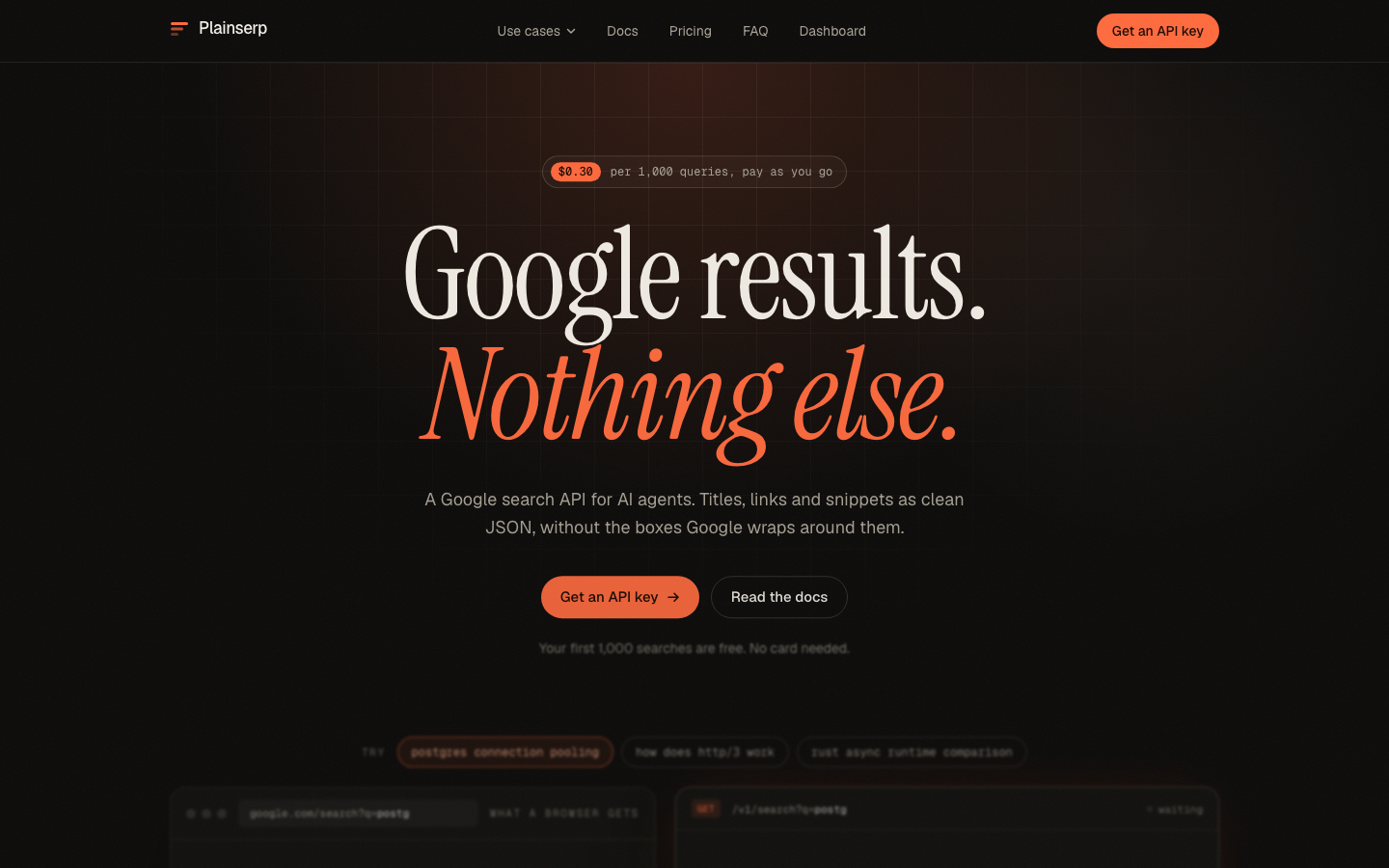 Plainserp homepage screenshot