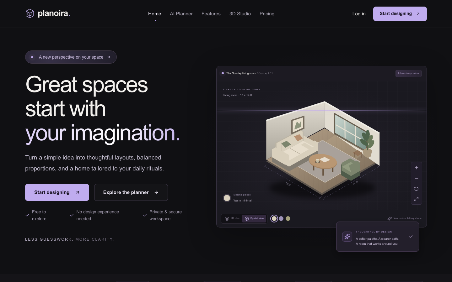 Planoira homepage screenshot