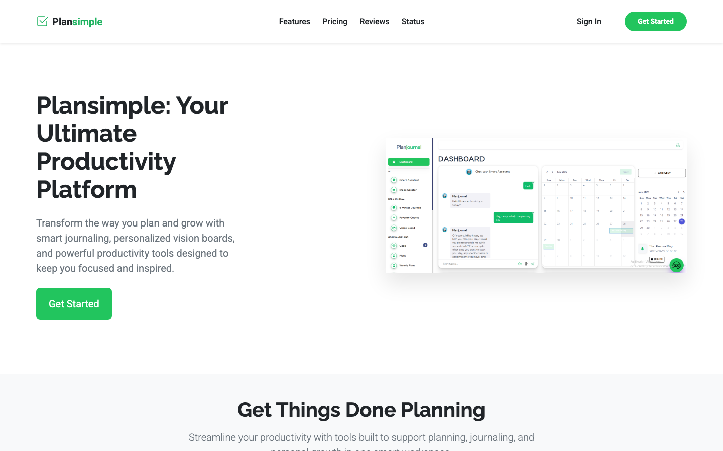 Plansimple homepage screenshot