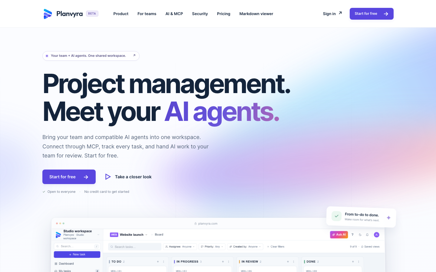 Planvyra homepage screenshot