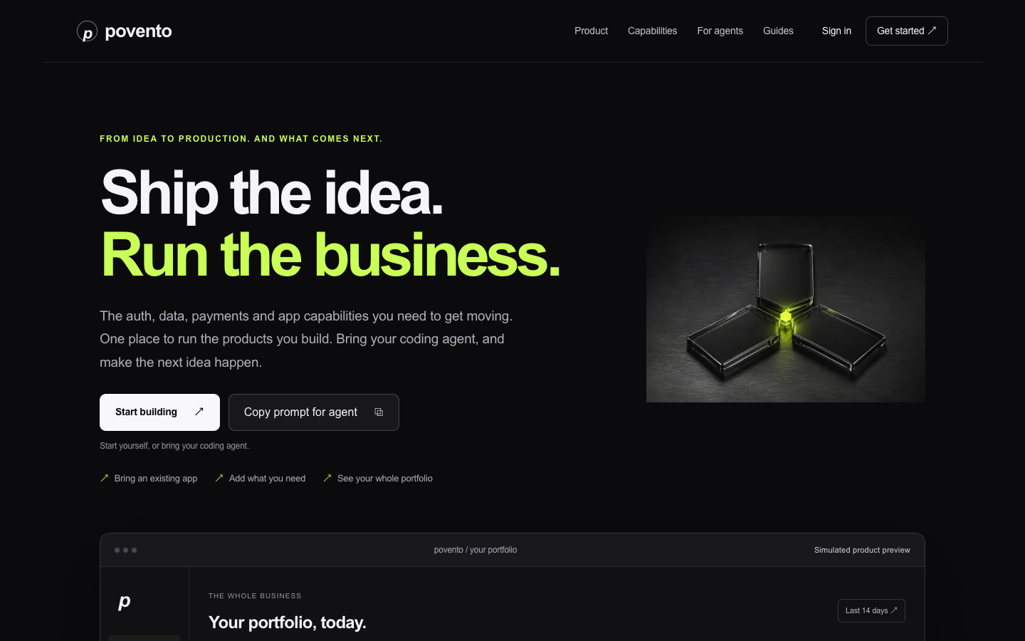 Povento homepage screenshot
