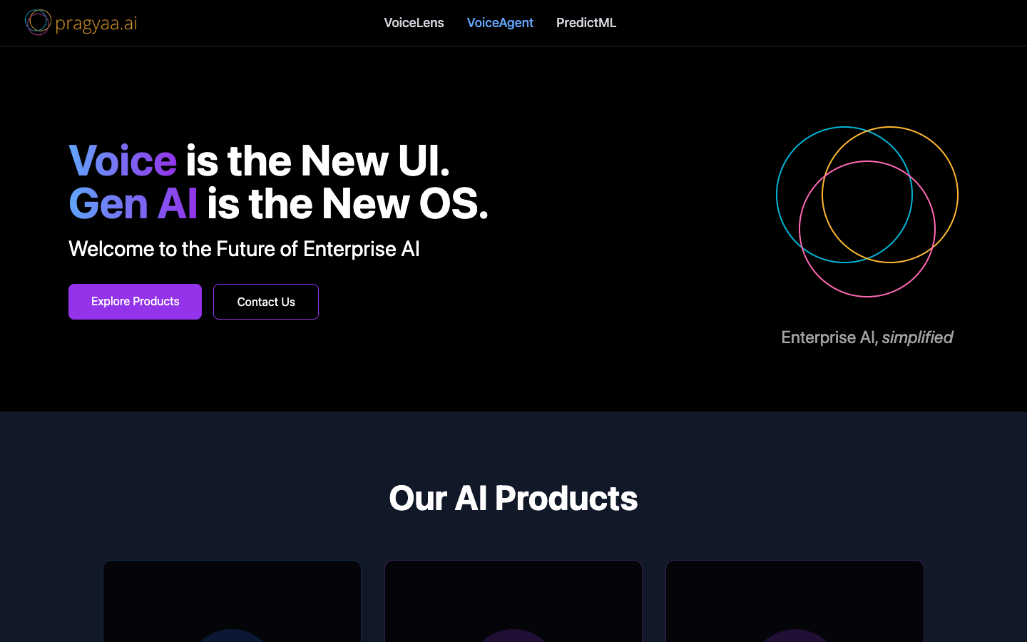 Pragyaa homepage screenshot