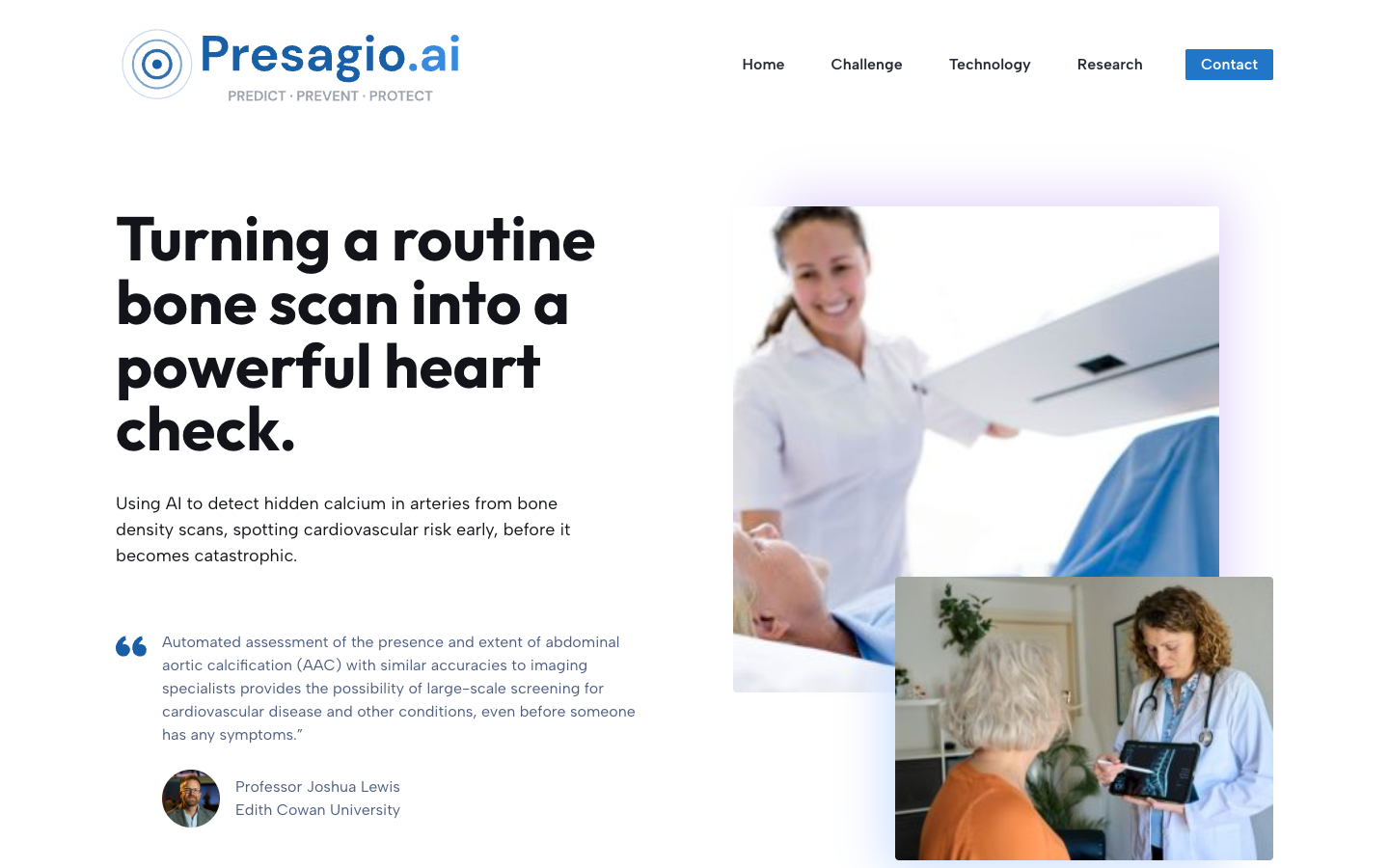 Presagio homepage screenshot