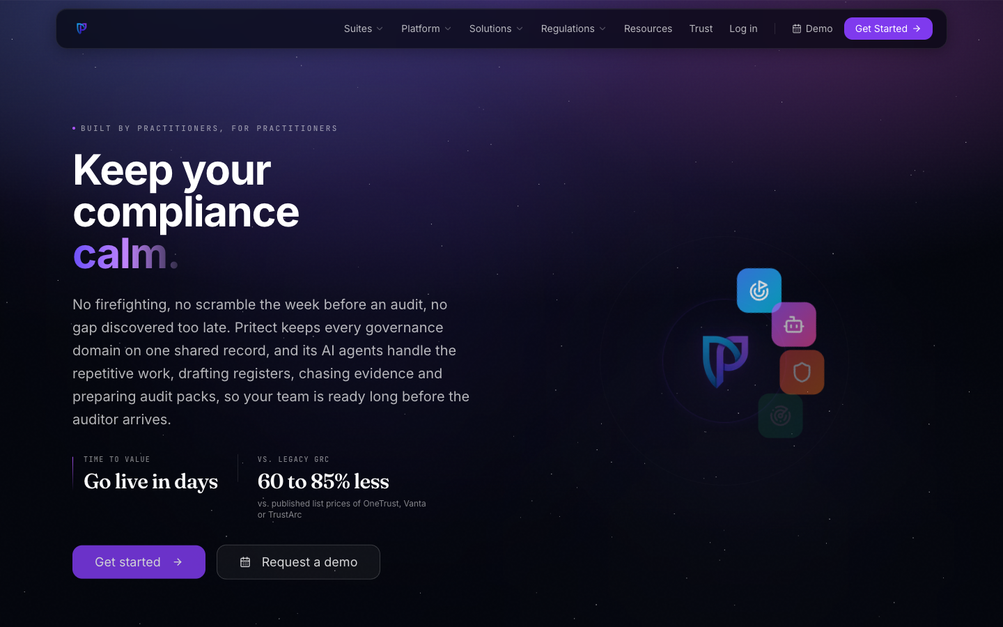 Pritect homepage screenshot