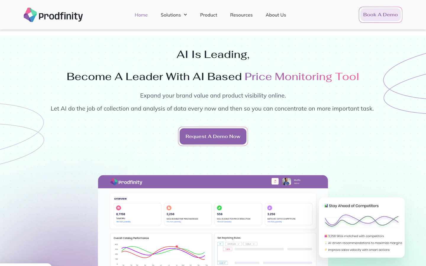 Prodfinity homepage screenshot