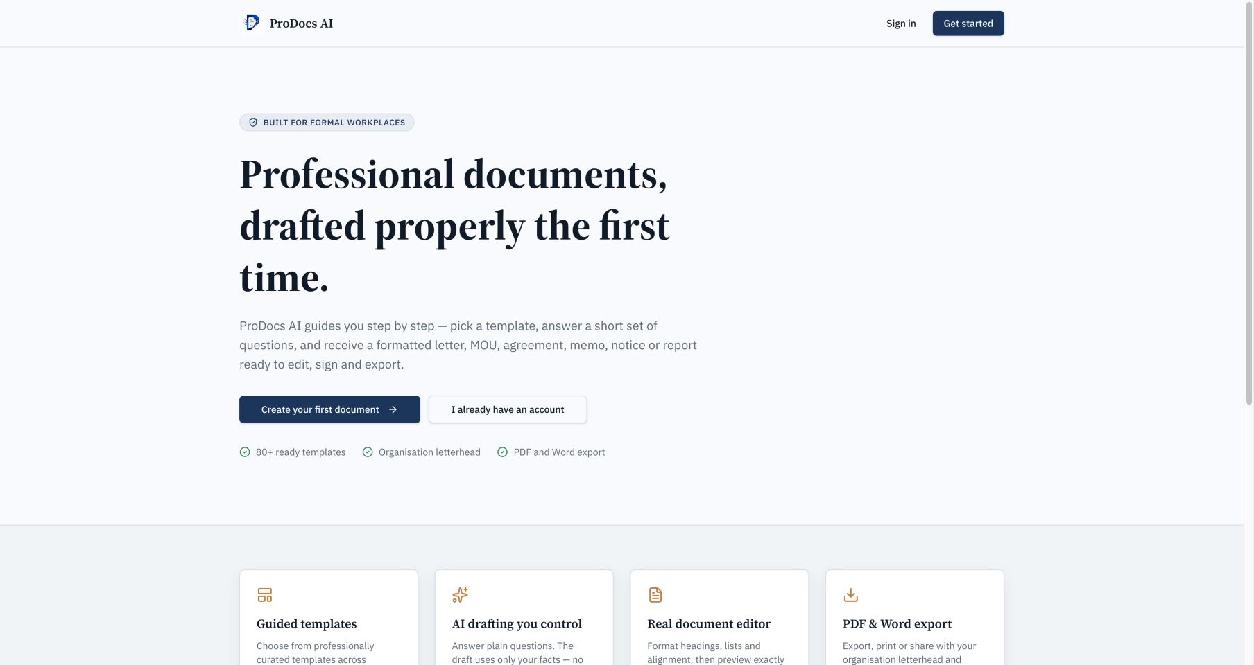 prodocsai.com landing_page