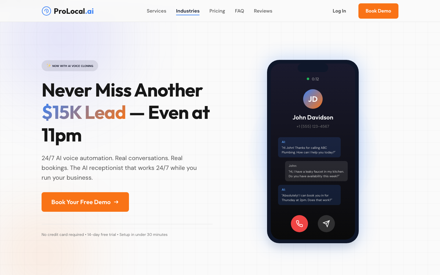 ProLocal.ai homepage screenshot