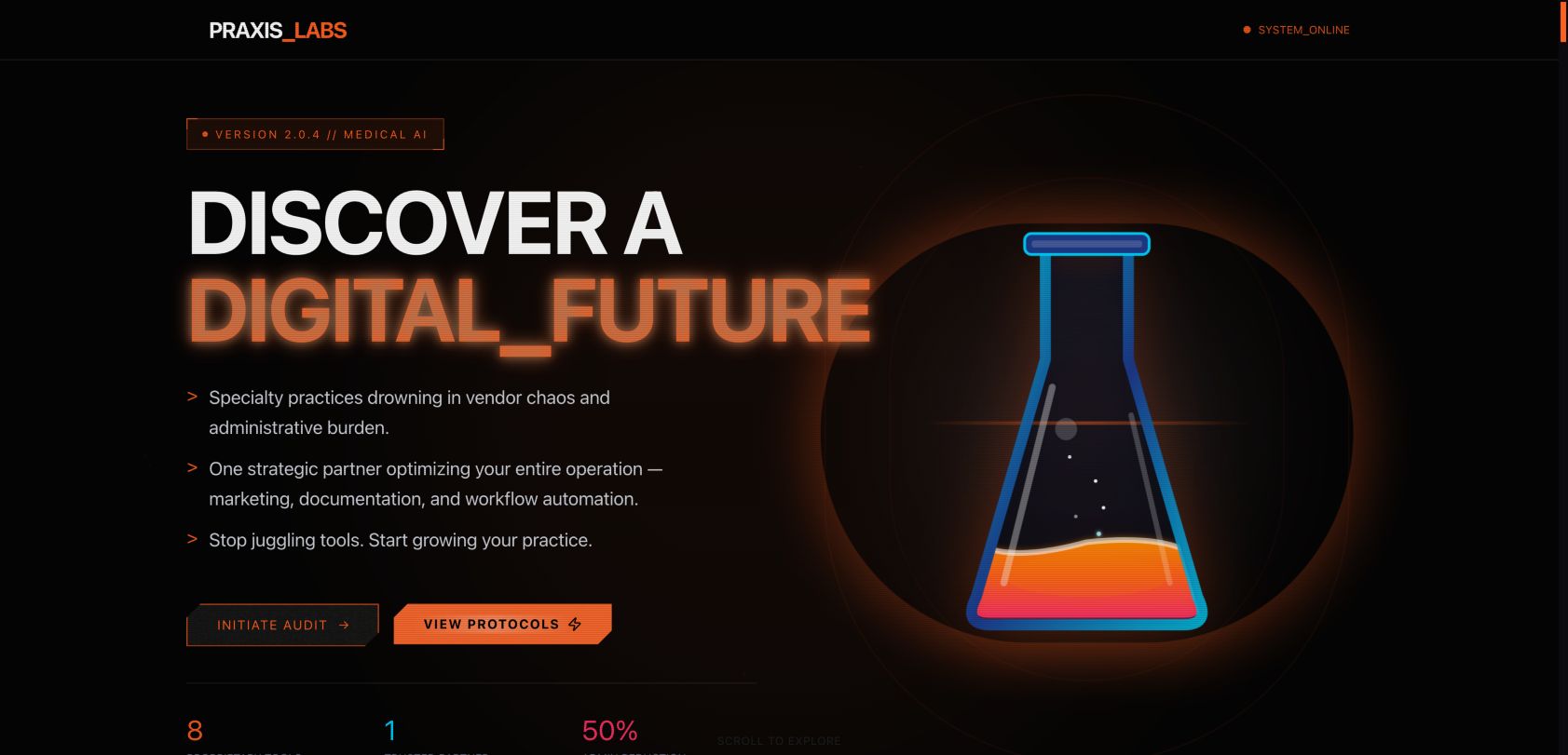 PRAXIS Health Labs 首页截图