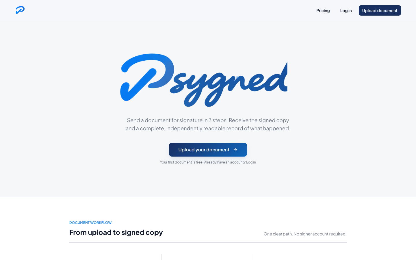 Psygned homepage screenshot