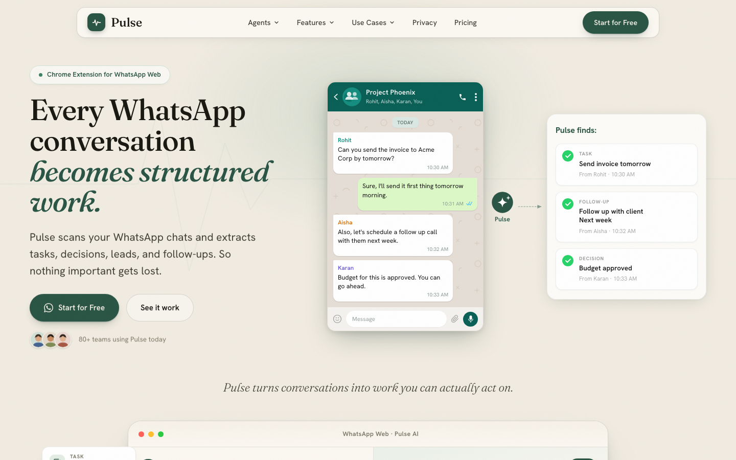 Pulse homepage screenshot