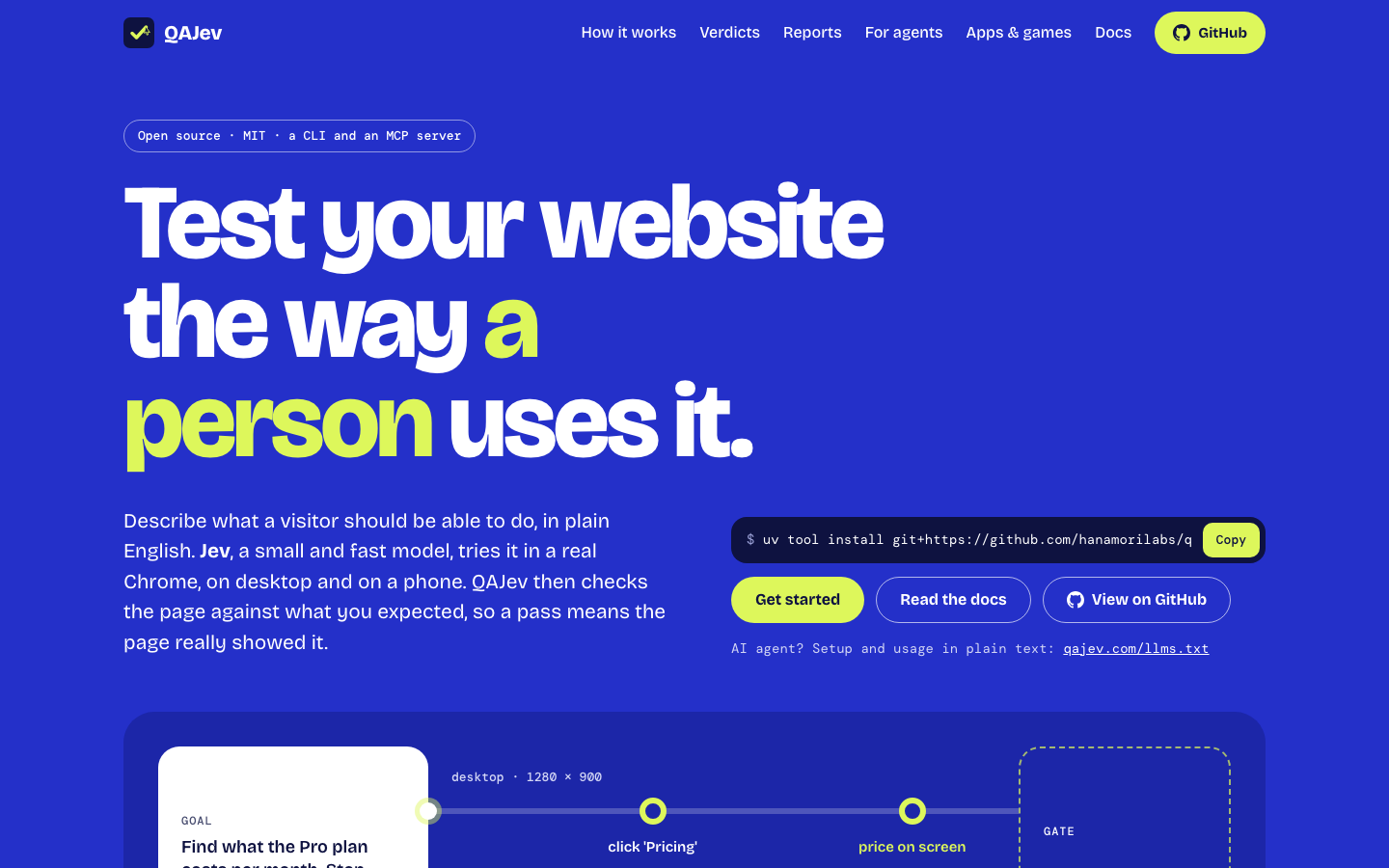 QAJev homepage screenshot