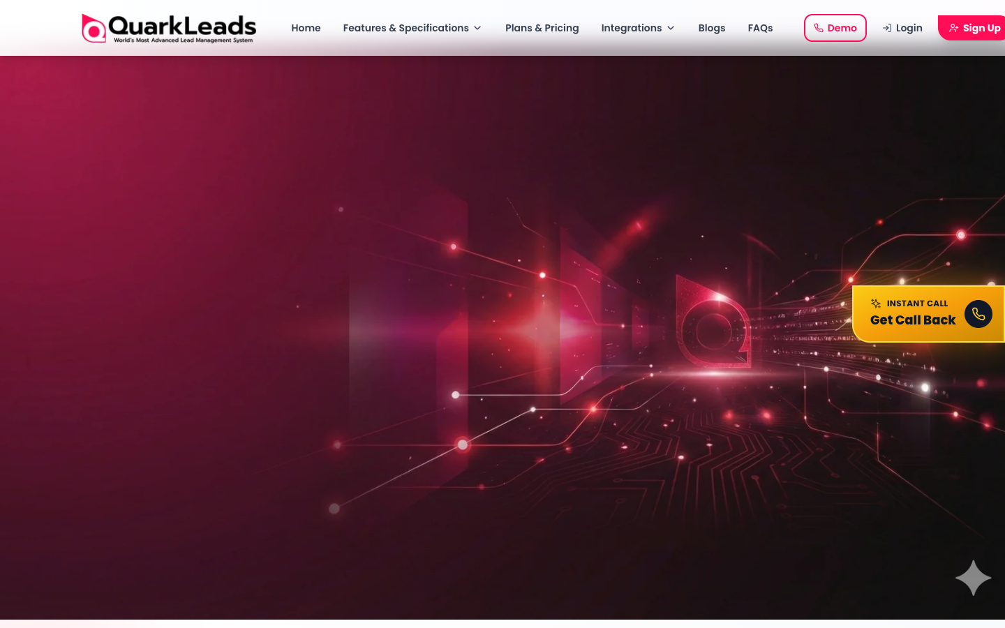 QuarkLeads homepage screenshot