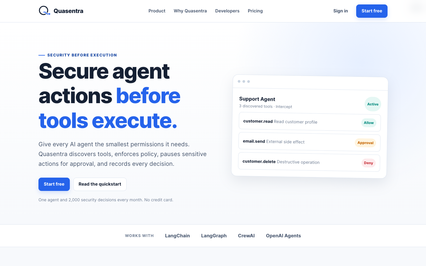 Quasentra landing_page