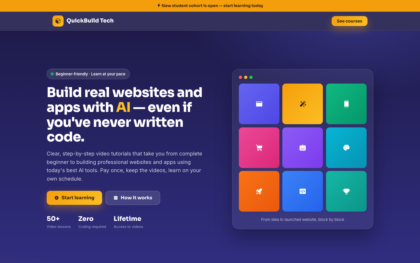 QuickBuild Tech homepage screenshot