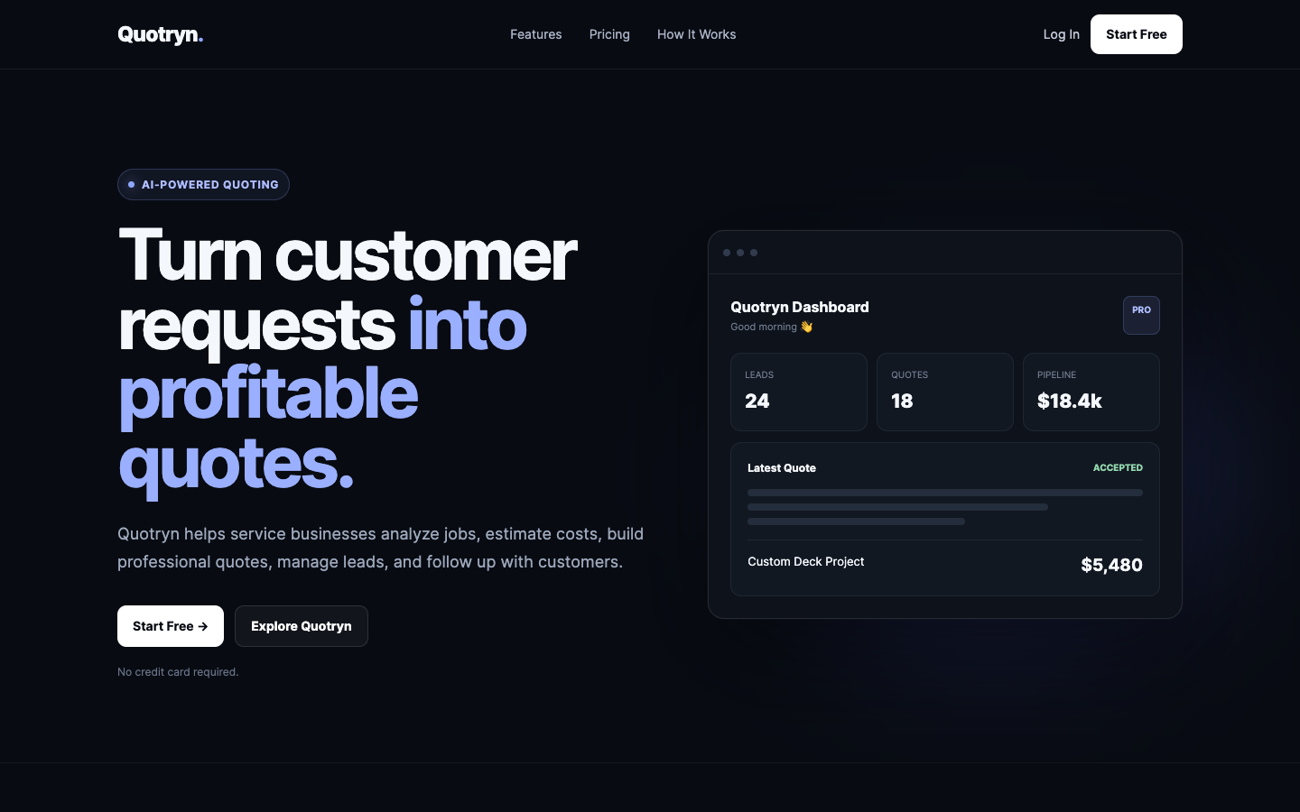 Quotryn homepage screenshot