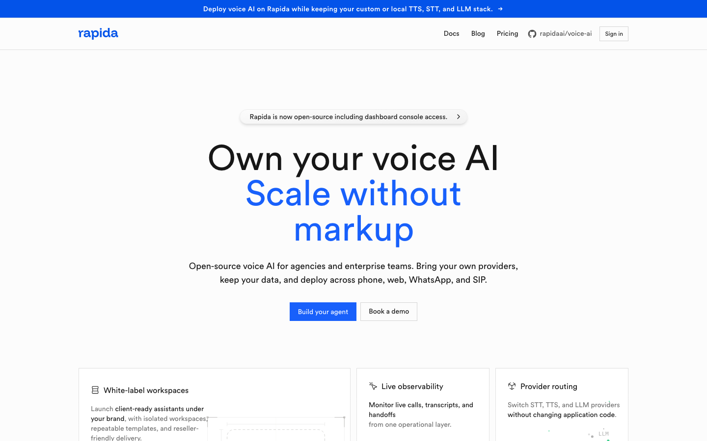 Rapida AI homepage screenshot