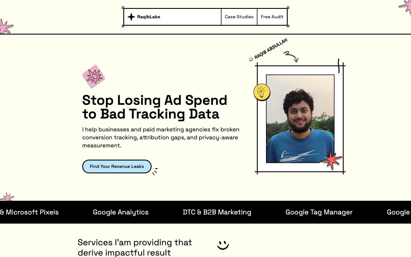 RaqibLabs homepage screenshot