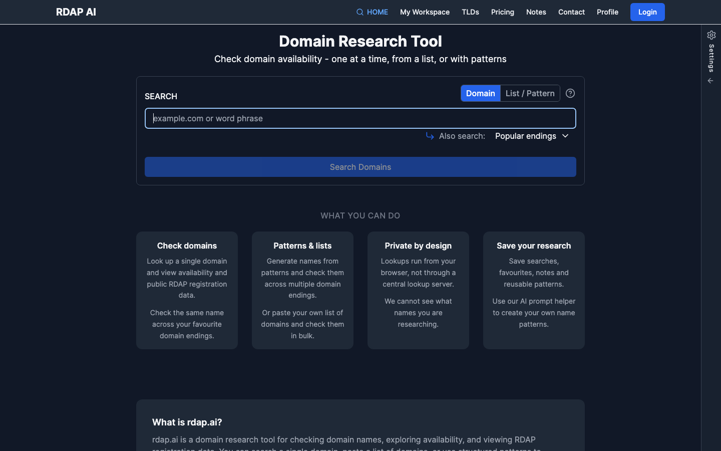rdap.ai homepage screenshot
