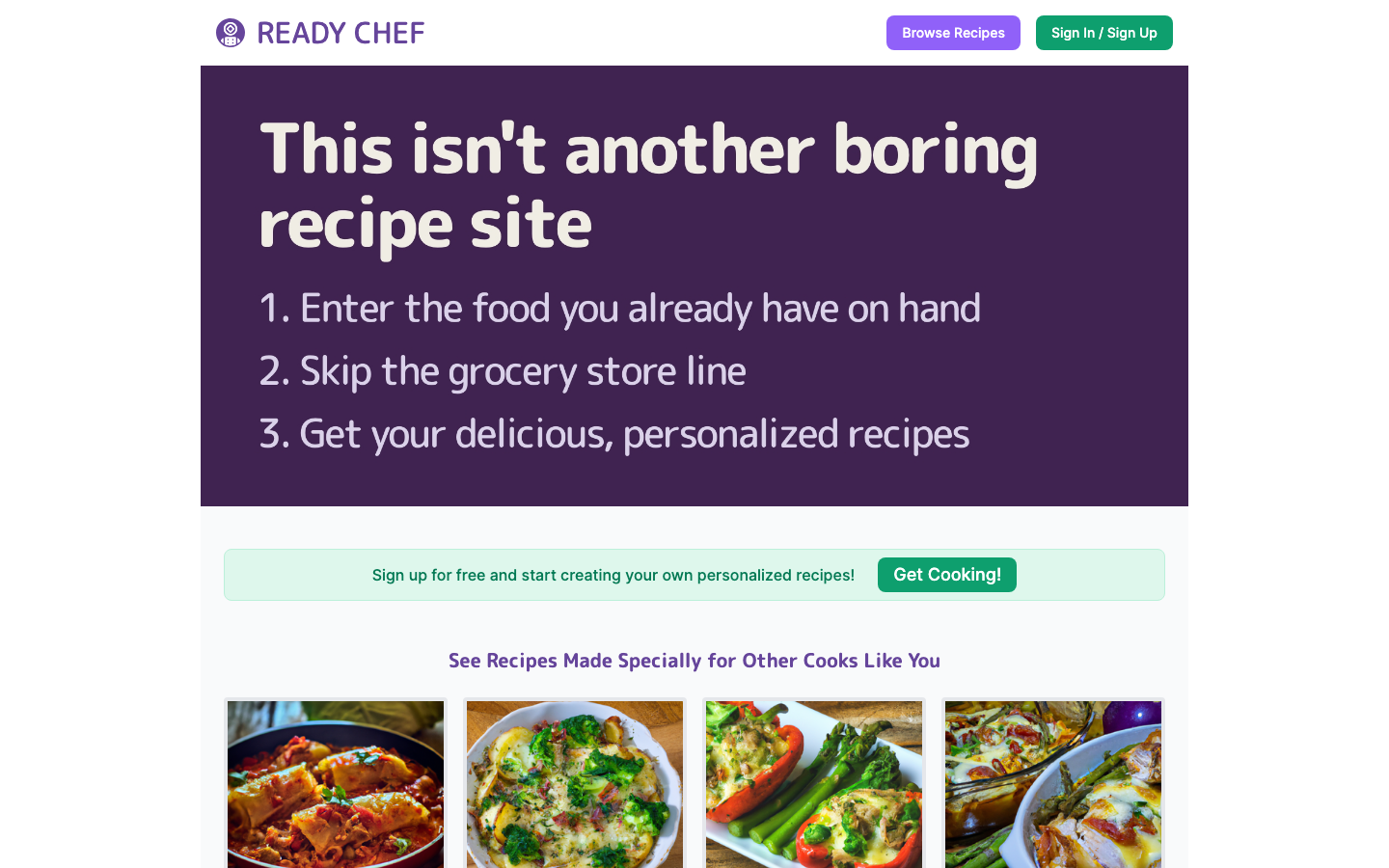 Ready Chef homepage screenshot