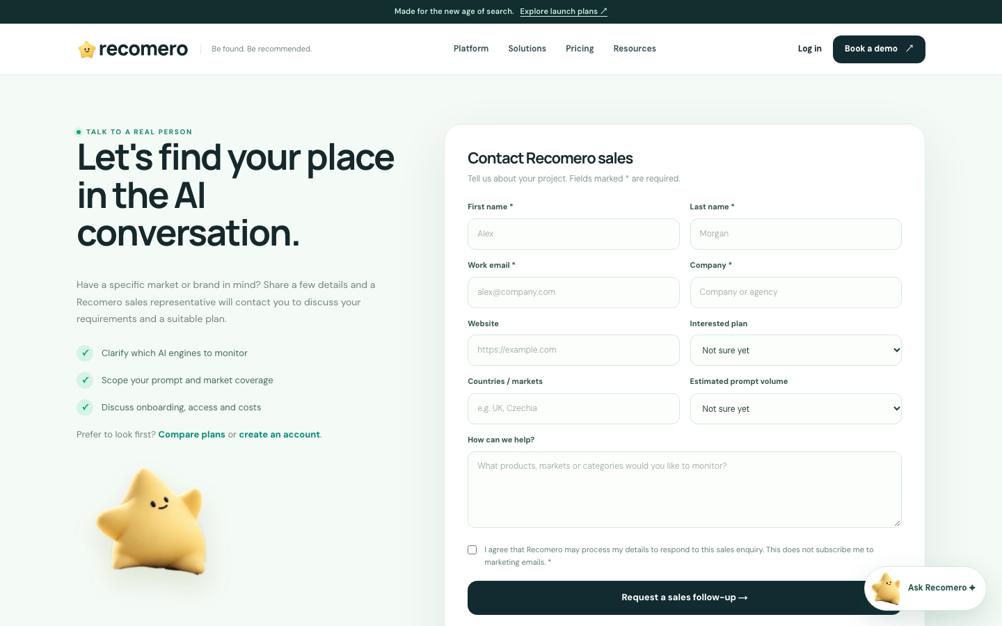 Recomero homepage screenshot