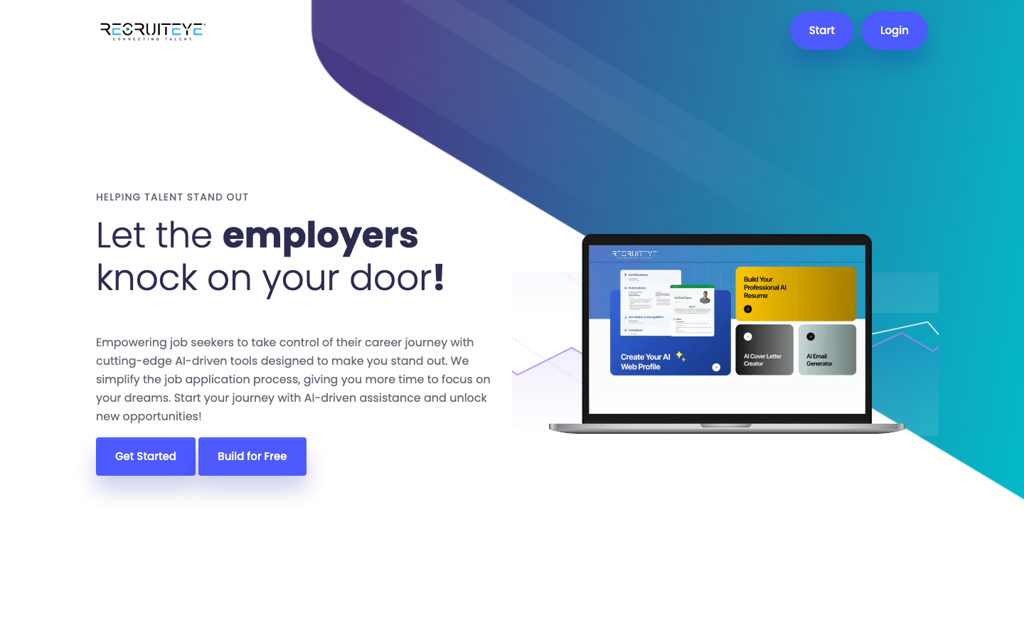RecruitEye homepage screenshot