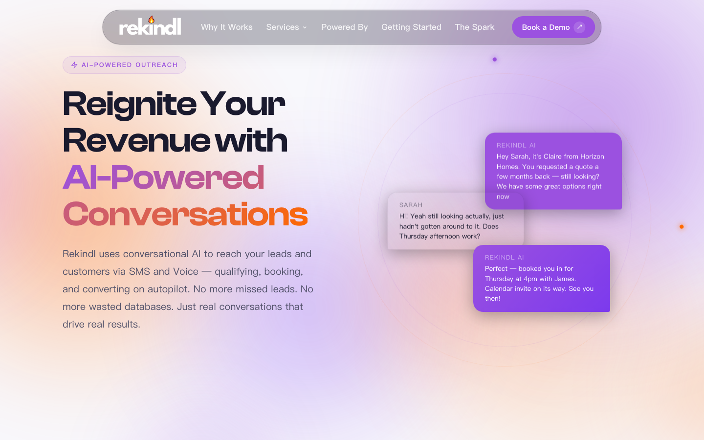 Rekindl homepage screenshot